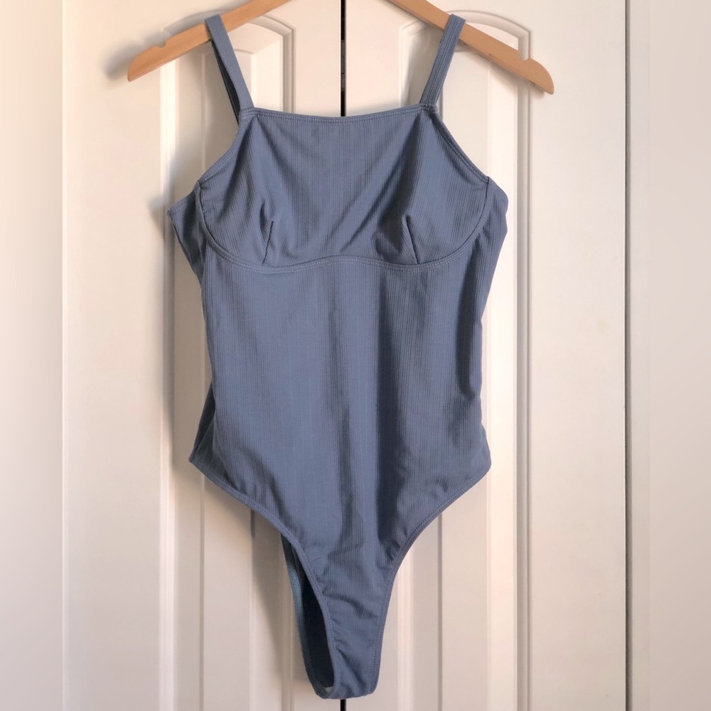 Dusty blue one piece swimsuit